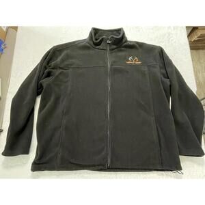 Realtree Fleece Jacket Men’s Black Full Zip Long Sleeve Size 2XL (XX-Large)